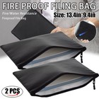 2pcs Fireproof Document Bag Waterproof Safe Cash Money Pouch Files Storage Large