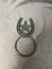 Western Star   Horseshoe Cast Iron Towel Ring  Rustic Country Bathroom Accent
