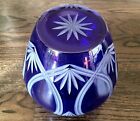 Large Vintage Hand Cut Cobalt Blue Jar Vase