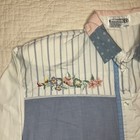 Together  Womens Blouse 1980s Button Up Floral Patchwork 100  Cotton Vtg Sz L 