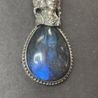 Rare Vintage Sterling Silver Bali Goddess Pendant With Labradorite Stone 925