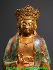 Tibet Temple Bronze Gilt Cloisonne Enamel Kwan-yin Guanyin Goddess Buddha Statue
