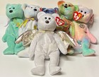 Ty Beanie Babies 6 Pc Bear Lot All With Tags   Halo Peace Birthday Ariel