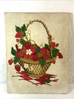 Vintage 1970 s Crewel Strawberry Plant Basket Bouquet On Stretcher 18    X 14   