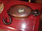 Vintage 10  Wooden Pulley Block   Forged Iron Hook - Nautical Maritime Decor