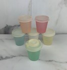 Lot Of 6 Vintage Tupperware Midget Storage Cups W lids  101  2 Oz