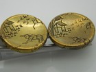 2 Antique Picture Buttons French Brass Asian Garden Scene P   H Paris Bm  5 8 