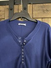 Woman   s Med Zenana  Waffle  Top Long Sleeve Blue