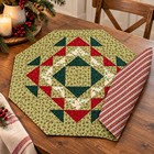 Vintage Handmade Quilted 38 X 38 Christmas Tree Skirt Tablecloth Red Green