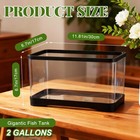 2 Gallon Plastic Rectangular Fish Tank Shatterproof Betta Aquarium Black