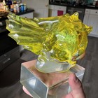 Modern Art Glass Sculpture Blown Blonde Hair Bust Henryk Rysz Poland Papeweight