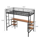 Metal Loft Bed With Desk Table And Storage Shelves Twin Size Loft Bunk Bed Frame