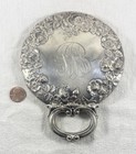 Antique Art Nouveau Sterling Silver Repousse Rose Pattern Hand Mirror 242 Grams