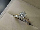 2 50ct Round Cut Lab Created Diamond Wedding 14ct Yellow Gold Finish Ring Set