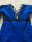 Women Bollywood Stitched Long Cotton Dress Gown Kurti 3pcs Blue Sz S