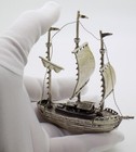 Vintage Italian Handmade Genuine Silver Galleon Sailing Ship Large Figurine
