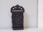 Vintage Cast Iron Wall Mount Hanging Match Box Black Holder 7 Inch