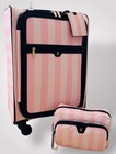 Victoria   s Secret Carry-on Luggage Suitcase  Makeup Pouch Case Travel Set Stripe