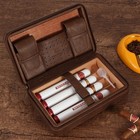 Galiner Travel Cigar Humidor Leather Case With Humidity Packs Bag Portable Cedar