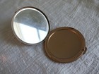 Vintage Floral Engraved Round Cosmetic Compact W  Mirror Gold Tone Collectible