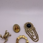 Lot Of 7 Vintage - Modern Brooch Pins - Apple  Jesus  Frog  Flower  Heart  Etc