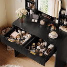 Wooden Vanity Desk With Lighted Mirror  2 Drawers   Storage  Makeup Table
