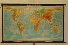 School Wall Map Wall Decoration Physical World Map 82 11 16x50in Vintage 1974