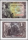 Spain Espana 1 Peseta 1943  Unc  5 Pcs Lot  Consecutive  P-126  King Fernando