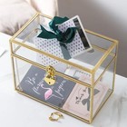 Glass Wedding Card Box With Slot And Lock  Large Clear Card Box Gold Brass Gi   