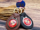New Rare Vintage 1970s Red Cadillac Car Genuine Leather Key Chain Ring Fob Nos