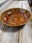 Vintage Large Bowl Centerpiece By Euro-con Mold Brown Orange Red Mid Century Mod
