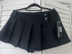 Madden Nyc Women s Black Solid Pleated Short Skort Button Closure Size M