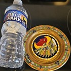 Rare Handmade Mexican Folk Art Decorative Plate Gold-tone Aztec Motif