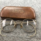 Vintage Eye Glasses 1 10 Gold Filled Frames 1940s 12k 30s 40s Antique Brown Case