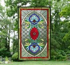 Jeweled Tiffany Style Stained Glass Panel Window Panel  20  X 33 5 