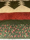 Red And Green Handmade Cotton Patchwork Quilted Throw With Winter Themed Print