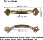 Vintage Solid Brass Pulls  Antique Copper rustic Barn Door Grab Handles kitchen