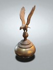 Vintage Mid 20th Century Brass Federal Style Flying Eagle Statue On A Rounded
