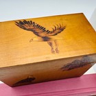 Vintage Wooden Recipe Box With Eagle Design Red Lined Storage Patriotic