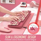 Wireless Keyboard Mouse Combo Ergonomic Full Size Typewriter Retro Round Keycaps