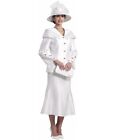 Lady s Dress Lynda s 3pc Women Dress  Church Skirt Suits Pink  White Sets L-342