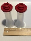 New Tupperware Small 4    Hourglass Salt And Pepper Shakers Mini Red Seal