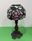 Tiffany Style 10  Votive Tea Light Lamp Stained Glass Shade Pink Green Euc