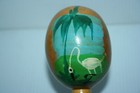 Vintage Handmade Maraca Gourd Shaker Wooden Handle Paint Tropical Flamingo Tree