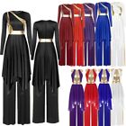 Womens Dance Dress Liturgical Praise Sleeveless Asymmetric Overlay Pantwear