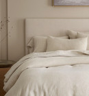 New Quince Full Queen Linen Duvet Cover Set 2 Sham Natural Chambray 100  Flax