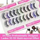 3d Magnetic Eyelashes With Eyeliner Kit - Magnetic Lashes  mix 10 Pairs 
