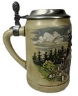 Kaufmann German Stagecoach Beer Stein With Pewter Lid Rare Vintage