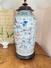 Antique Chinese Famille Rose Hand Painted Porcelain Large Vase Lamp 17    19th C 