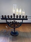 Jewish Israel Brass Hanukkiah Menorah Judaica 12 Tribes Light Up Mcm 1950s Vtg